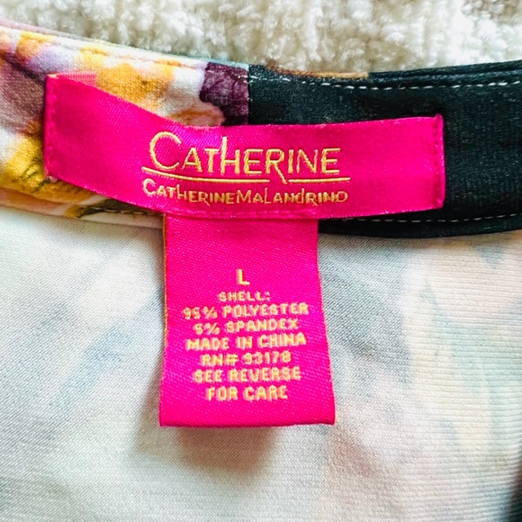 Women’s Size Large Catherine Malandrino Dark Floral Pleated Midi Dress - Picture 11 of 12